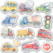 水彩建築車のステッカーパック シール (正面)