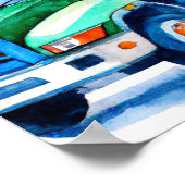 水彩建築車デジタルアート ポスター (角)