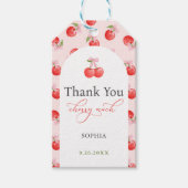 水彩弓さくらんぼ第1誕生日 ギフトタグ (正面)