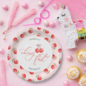 水彩弓さくらんぼ第1誕生日 ペーパープレート (パーティー)