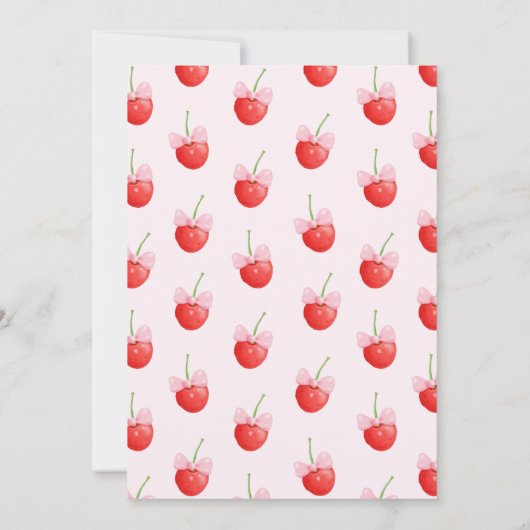 水彩弓さくらんぼ第1誕生日 招待状 (裏面)