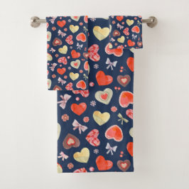 水彩弓とハート バスタオルセット