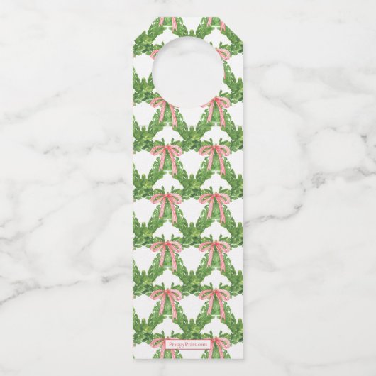 水彩弓ストライプのリースモノグラムクリスマス ボトルネックタグ (裏面)