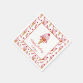 水彩弓ピンクアイスクリームコーンパーティー スタンダードカクテルナプキン (角)