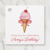水彩弓ピンクアイスクリームコーンパーティー フェイバータグ (正面)