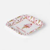 水彩弓ピンクアイスクリームコーンパーティー ペーパープレート (傾斜あり)