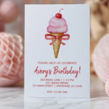 水彩弓ピンクアイスクリームコーンパーティー