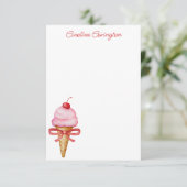 水彩弓ピンクアイスクリームコーン サンキューカード (スタンド正面)