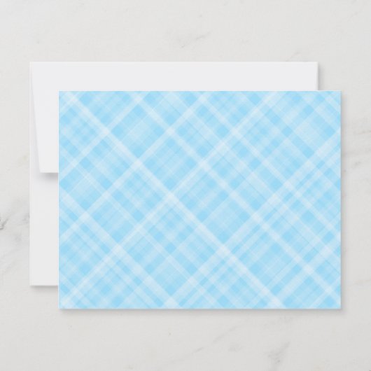 水彩弓ブルー名門私立校風のプレイドボーイベビーシャワー ノートカード (裏面)