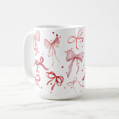 水彩弓マグを赤とピンで コーヒーマグカップ (正面左)