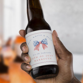 水彩弓名門私立校風の赤白青7月4日BBQ ビールラベル