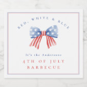 水彩弓名門私立校風の赤白青7月4日BBQ ビールラベル (シングルラベル)