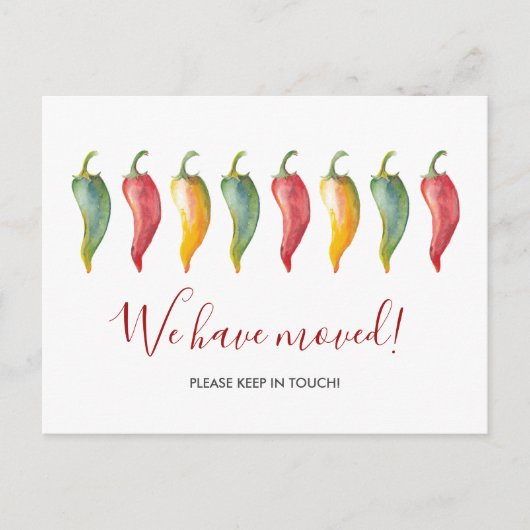 水彩引っ越しました唐辛子はがき ポストカード (正面)