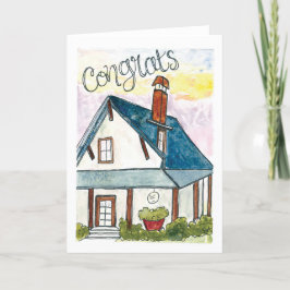 水彩引っ越し祝いパーティーカード サンキューカード