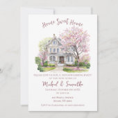 水彩引っ越し祝いパーティーパーティーホームスイートホーム 招待状 (正面)