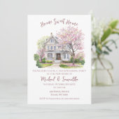 水彩引っ越し祝いパーティーパーティーホームスイートホーム 招待状 (スタンド正面)