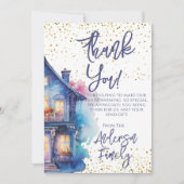 水彩引っ越し祝いパーティーパーティー サンキューカード (正面)