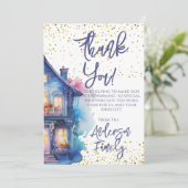 水彩引っ越し祝いパーティーパーティー サンキューカード (スタンド正面)