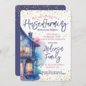 水彩引っ越し祝いパーティーパーティー 招待状 (正面/裏面)