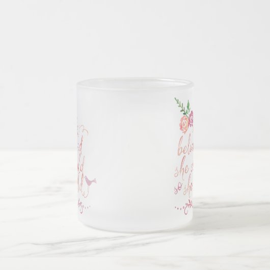 水彩引用文信じ彼女は出来た フロストグラスマグカップ (中央)