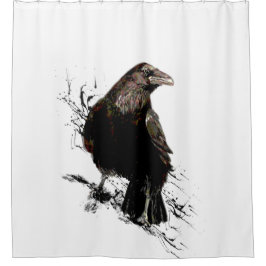 水彩彫刻の鳥の動物アート シャワーカーテン