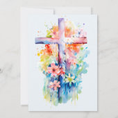 水彩彼は宗教的な復活祭のフローラ上昇 招待状 (裏面)