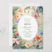 水彩彼は私与え蝶ブライダルシャワー 招待状 (正面)
