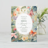 水彩彼は私与え蝶ブライダルシャワー 招待状 (スタンド正面)