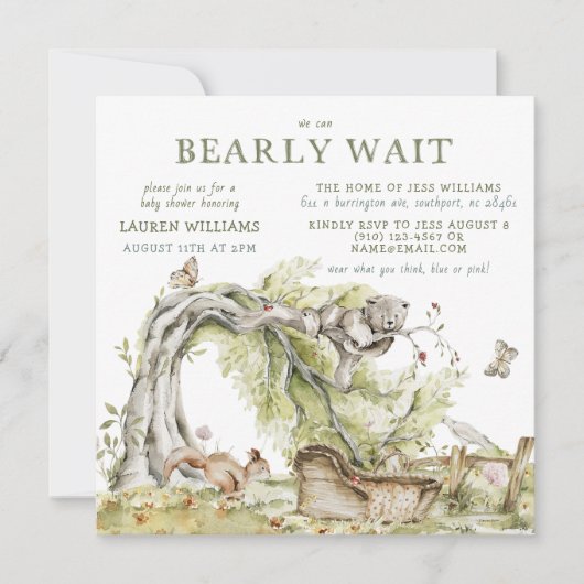 水彩彼または彼女はジェンダーを明らかにする招待状 招待状 (正面)