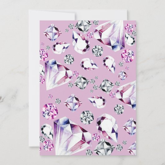 水彩彼女はジェムファースト誕生日招待状 招待状 (裏面)