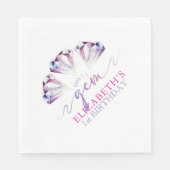 水彩彼女は宝石の1番目の誕生日紙ナプキンス スタンダードランチョンナプキン (正面)