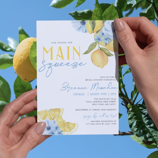 水彩彼女は彼女のメイン絞りレモンブライダルを見つけた 招待状