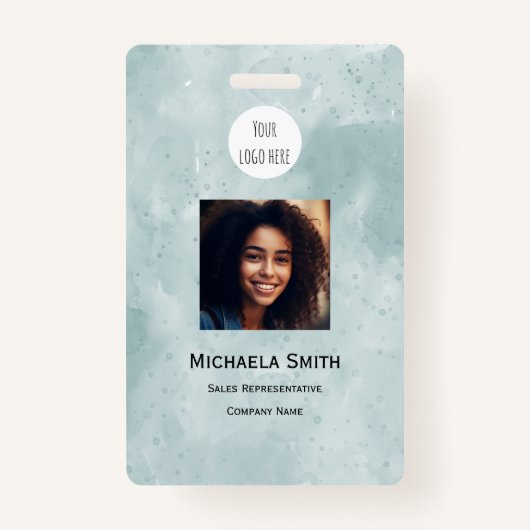 水彩従業員の写真会社のロゴセキュリティ バッジ (正面)