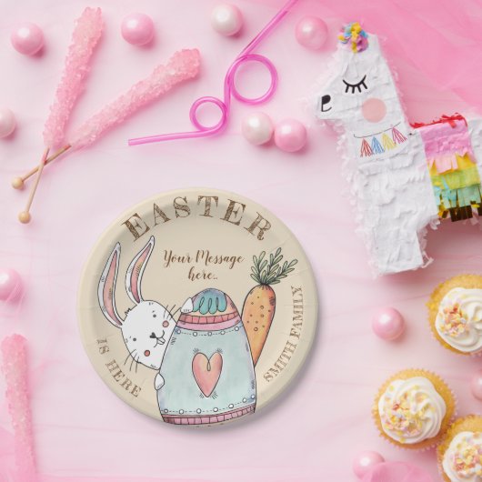 水彩復活祭バニーと卵。復活祭が来た！ ペーパープレート (パーティー)