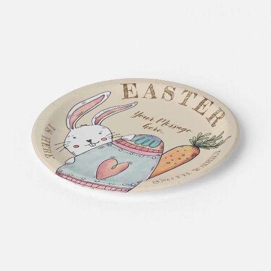 水彩復活祭バニーと卵。復活祭が来た！ ペーパープレート (アングル)