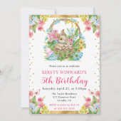 水彩復活祭ラビット春5誕生日 招待状 (正面)