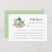 水彩急須と食事選択の返信カード 出欠カード (正面/裏面)