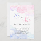 水彩性別が明かすパーティー 招待状 (正面)