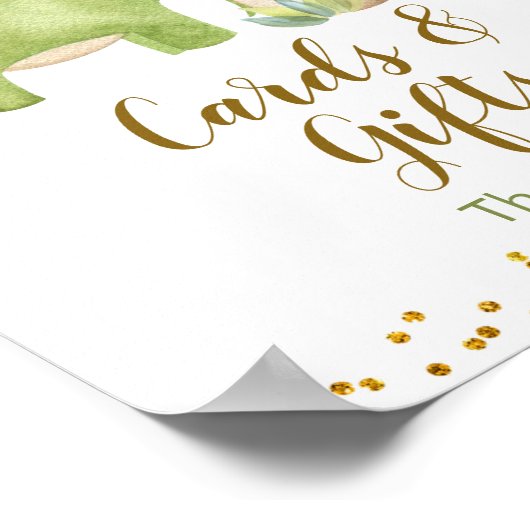 水彩恐竜のカードとギフトサイン ポスター (角)