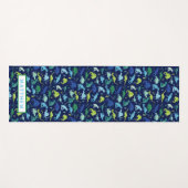 水彩恐竜のパターン青い緑の子供 ヨガマット (正面(横))