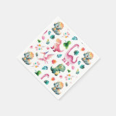 水彩恐竜の先史時代のディノ柄かわいい スタンダードカクテルナプキン (角)