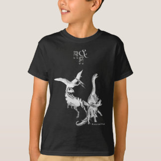 水彩恐竜の子供たちのじゃれあいと大声 Tシャツ
