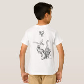 水彩恐竜の子供たちのじゃれあいと大声 Tシャツ (裏面フル)