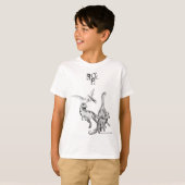 水彩恐竜の子供たちのじゃれあいと大声 Tシャツ (正面フル)