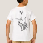 水彩恐竜の子供たちのじゃれあいと大声 Tシャツ (裏面)