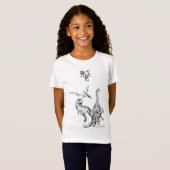 水彩恐竜の子供たちのじゃれ合いと雄叫び Tシャツ (正面フル)