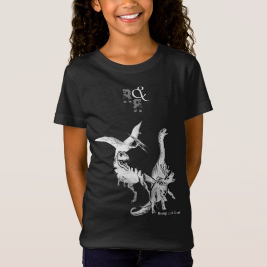 水彩恐竜の子供たちのじゃれ合いと雄叫び Tシャツ (正面)