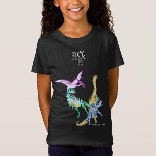 水彩恐竜の子供たちの暴れん坊 Tシャツ (正面)