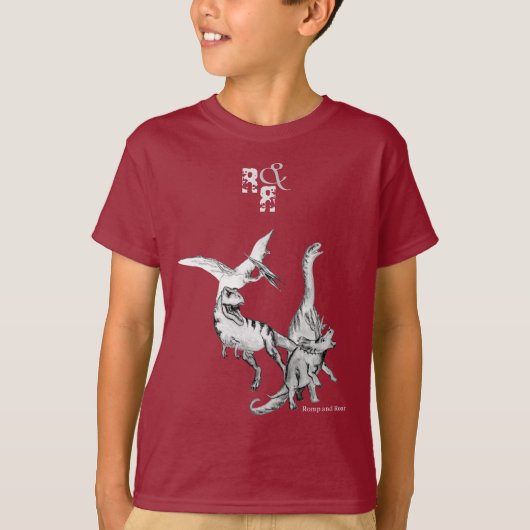 水彩恐竜の子供たちの遊びと吠え Tシャツ (正面)