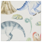 水彩恐竜の子供へ織物 ファブリック (クローズアップ)